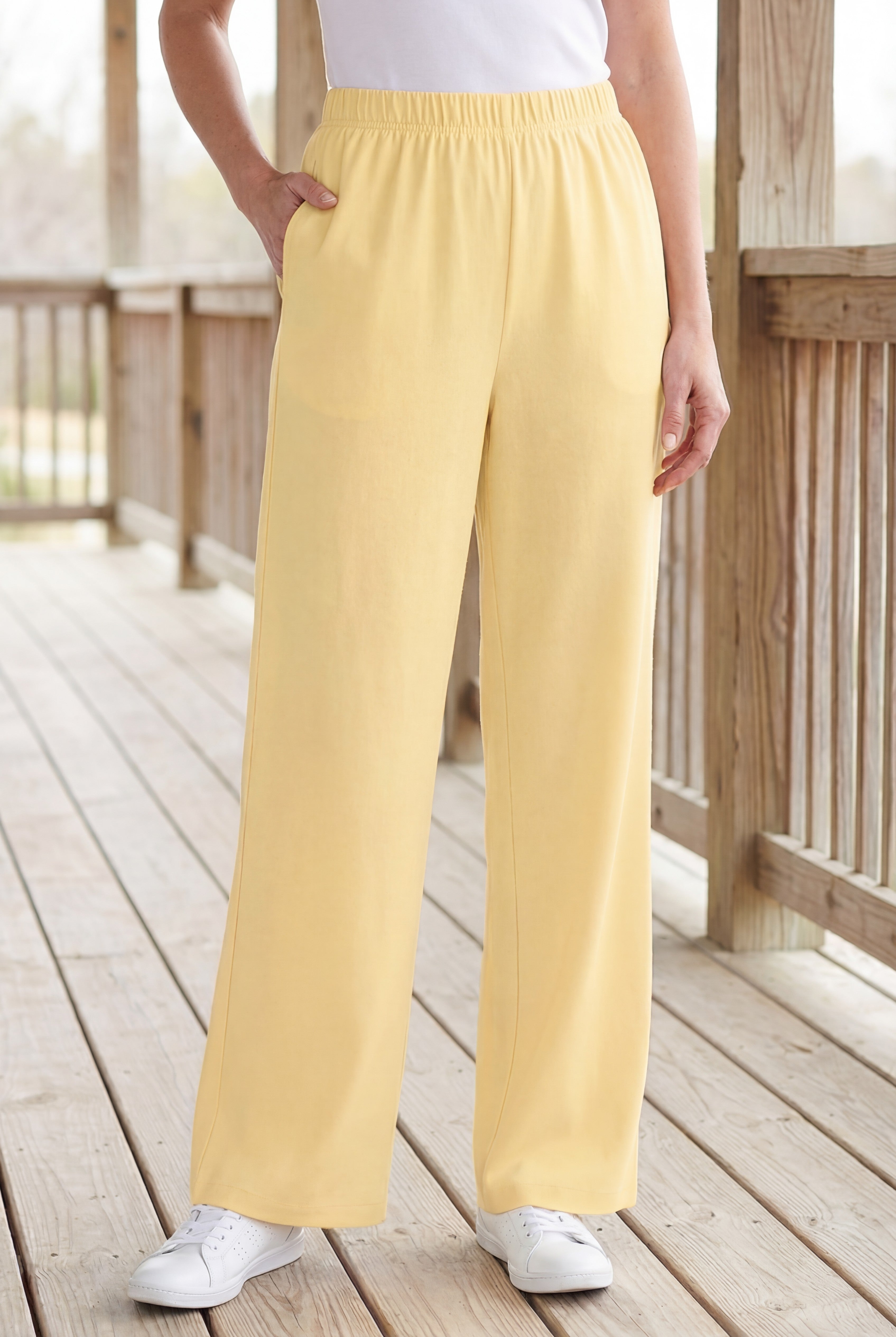 7-Day Wide-Leg Elastic-Waist Stretchy Knit Pant image number 0