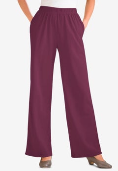 7-Day Wide-Leg Elastic-Waist Stretchy Knit Pant