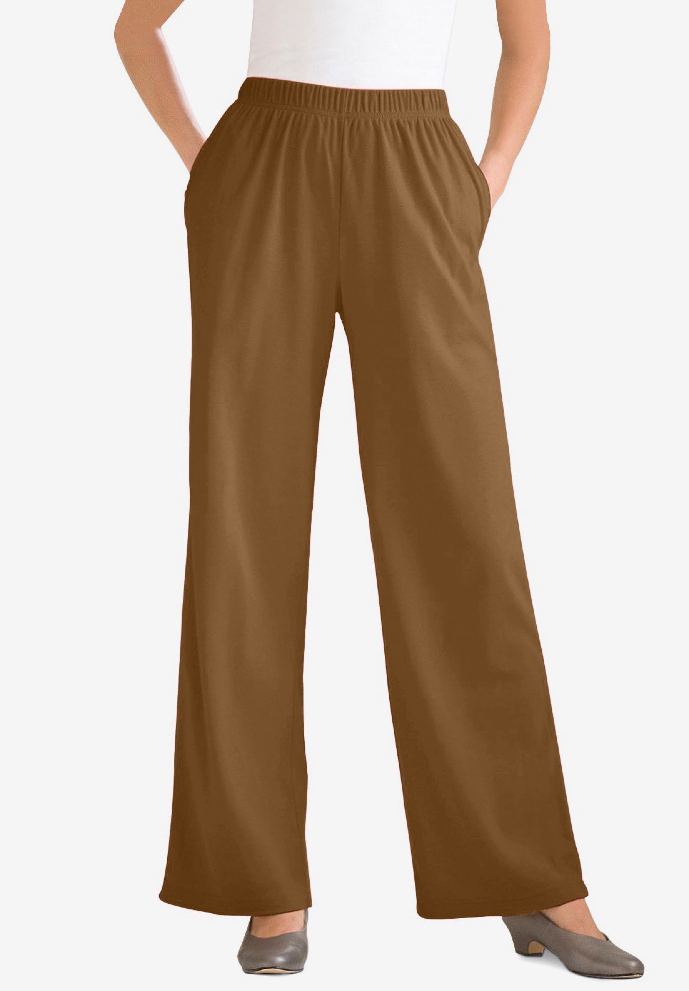 7-Day Wide-Leg Elastic-Waist Stretchy Knit Pant image number 0