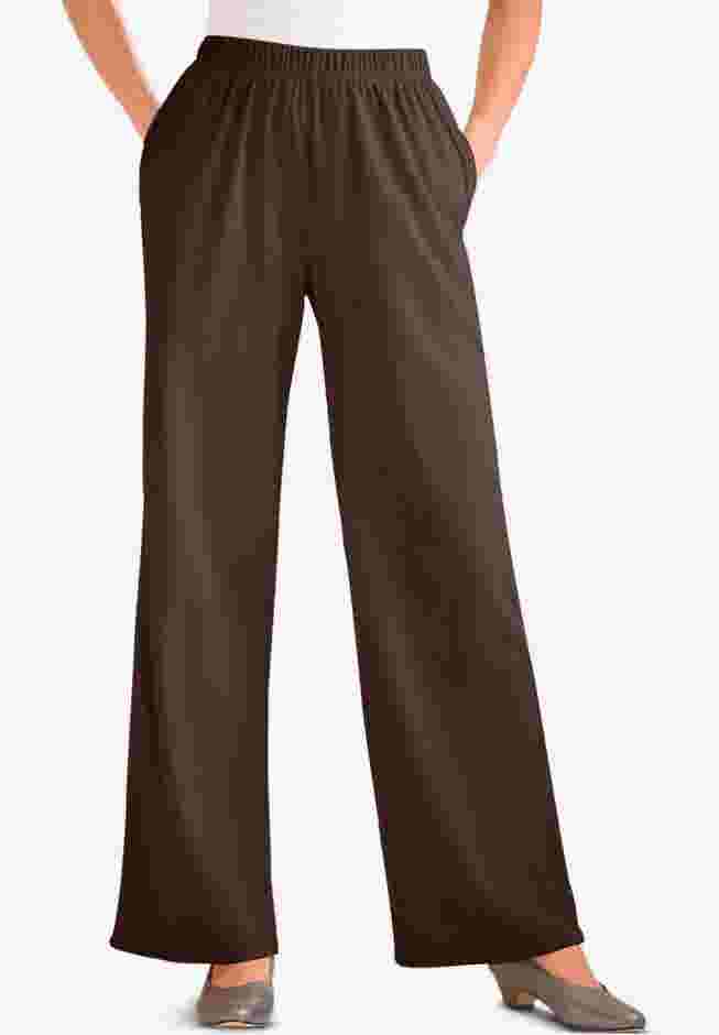 Womens Plus-Size 7-Day Knit Wide-Leg Pull-On Pants image number 0