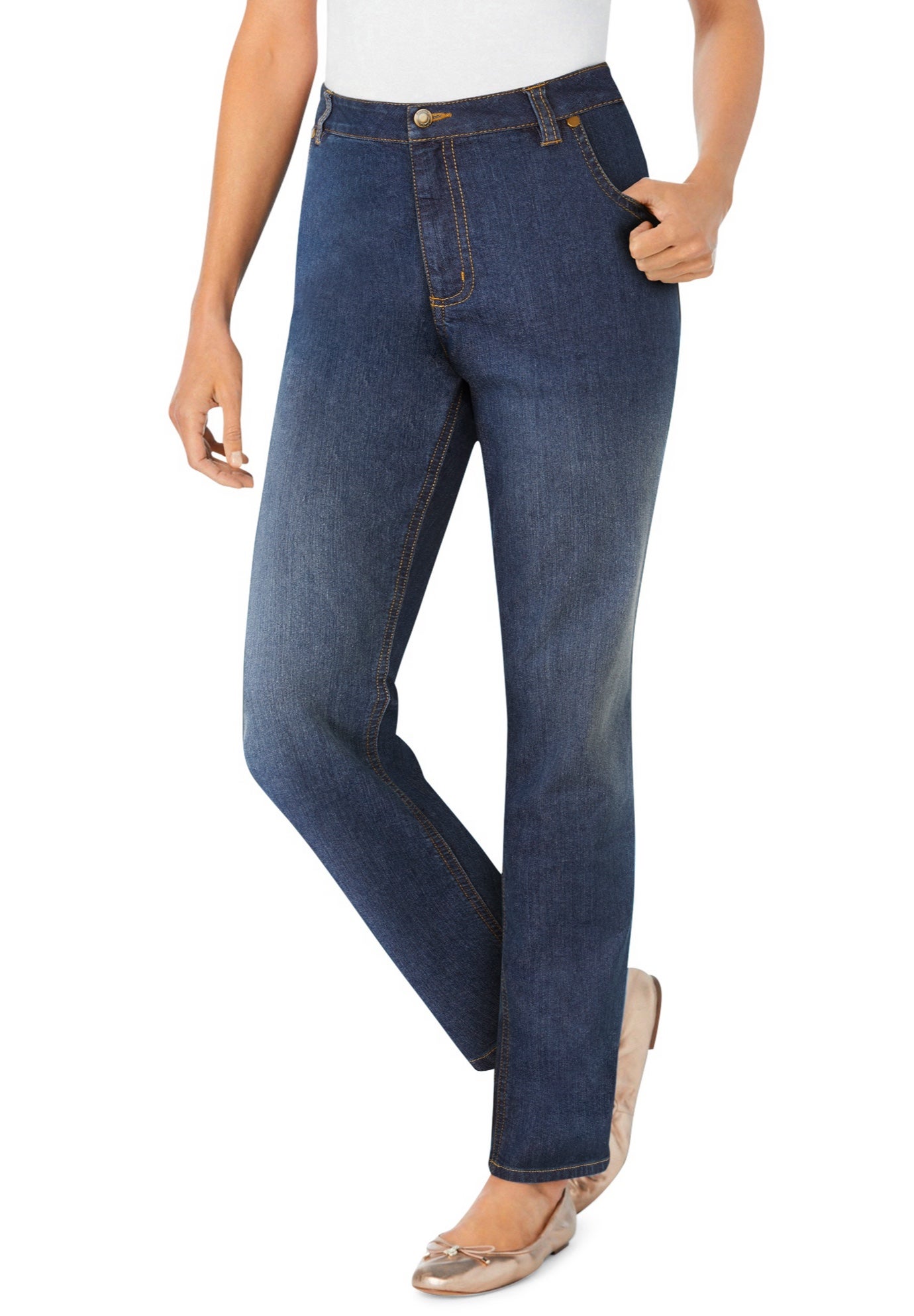 Straight-Leg Stretch Denim Five-Pocket Jeans image number 0