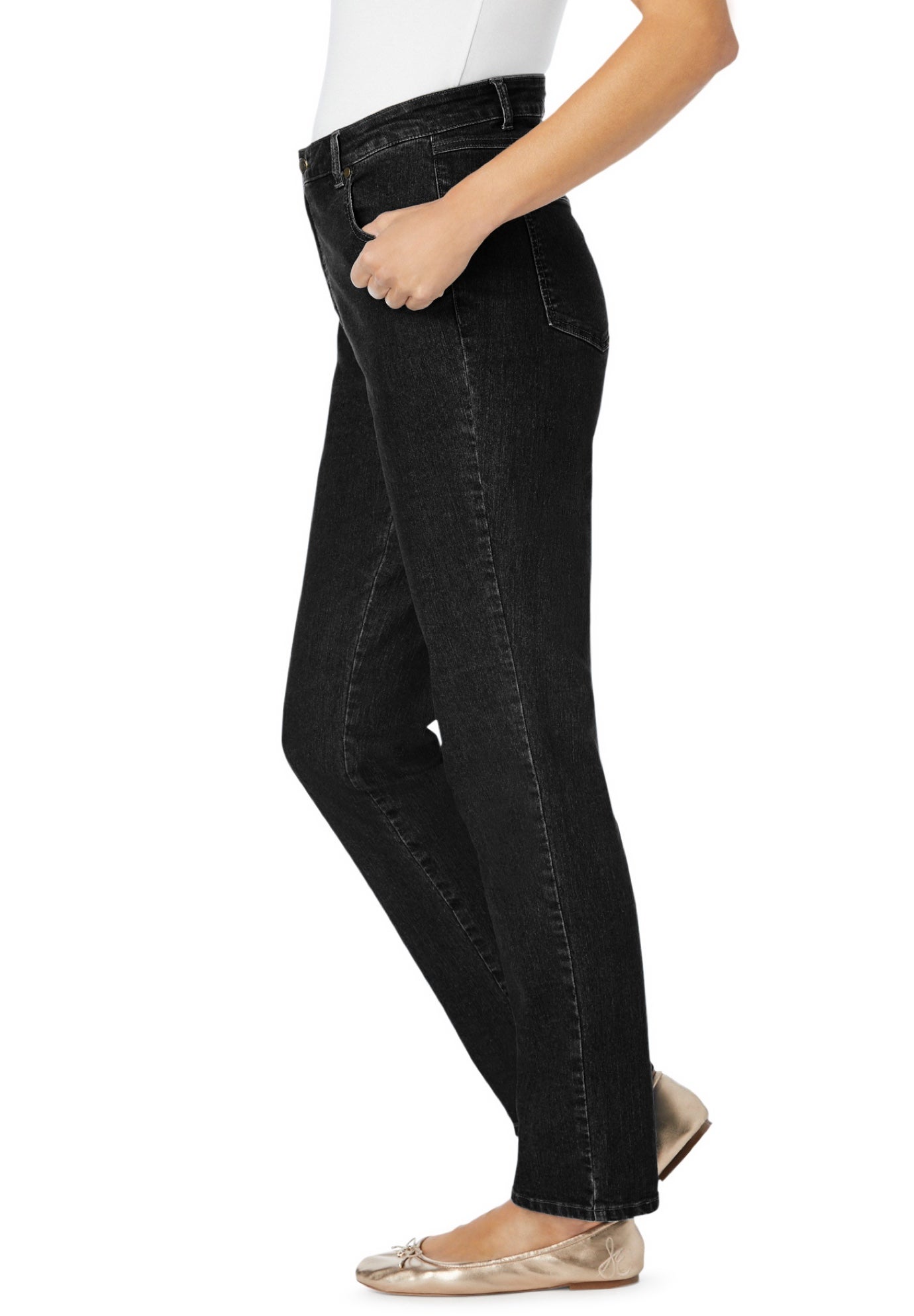 Straight-Leg Stretch Denim Five-Pocket Jeans image number 2