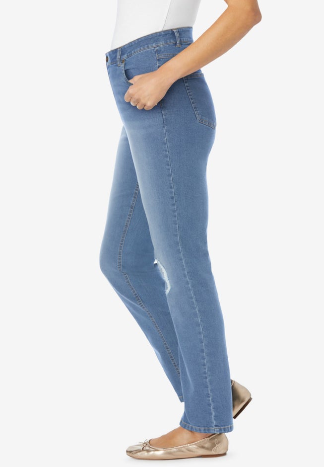 Straight-Leg Stretch Denim Five-Pocket Jeans image number 2