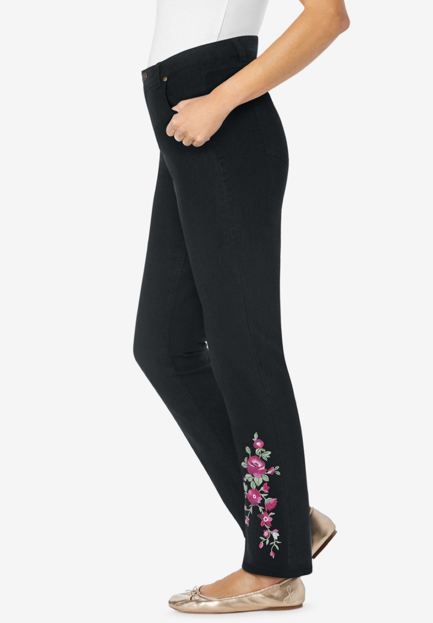 Straight-Leg Stretch Denim Five-Pocket Jeans image number 2