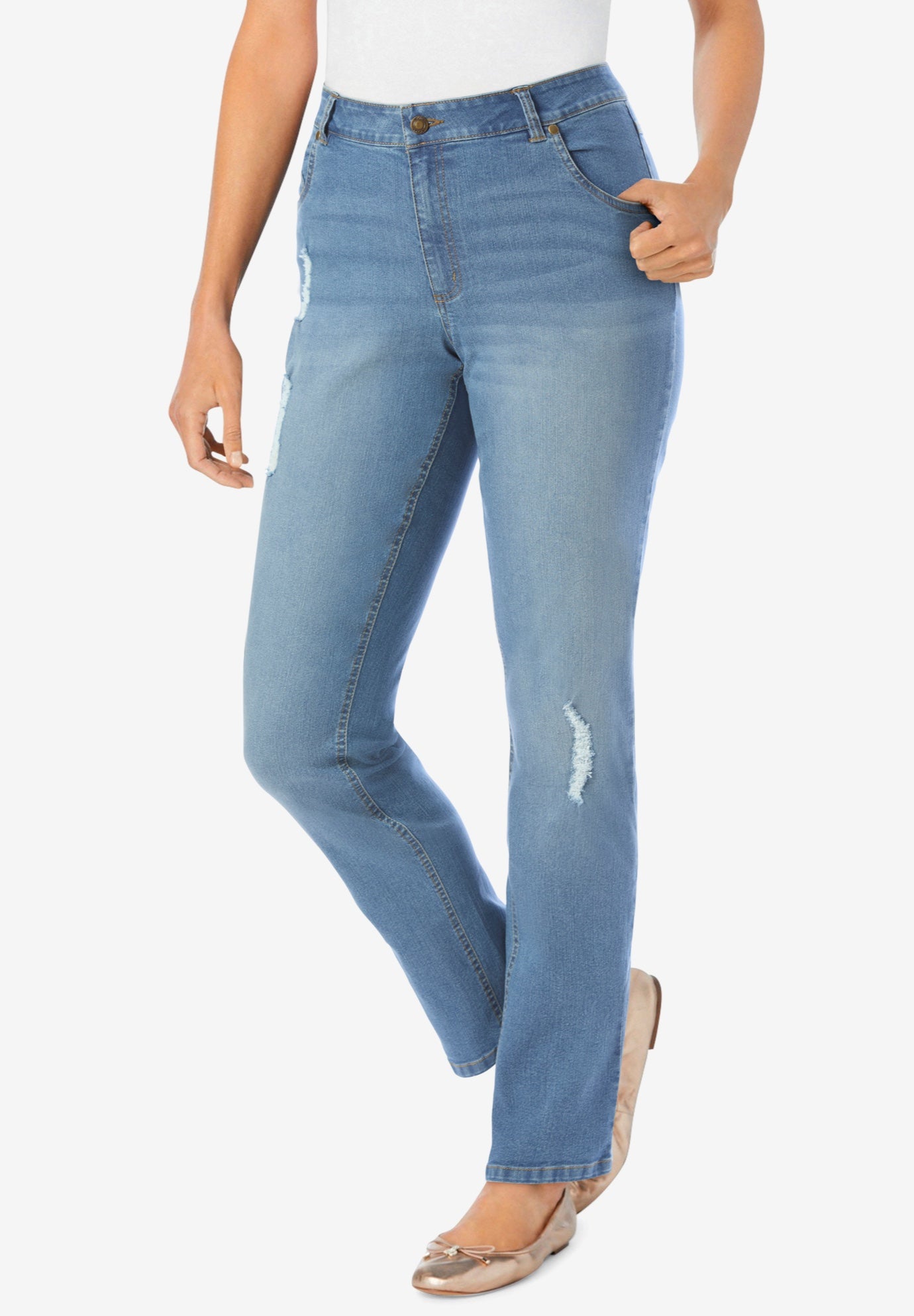 Stretch Denim 5-Pocket Straight-Leg Jeans image number 0