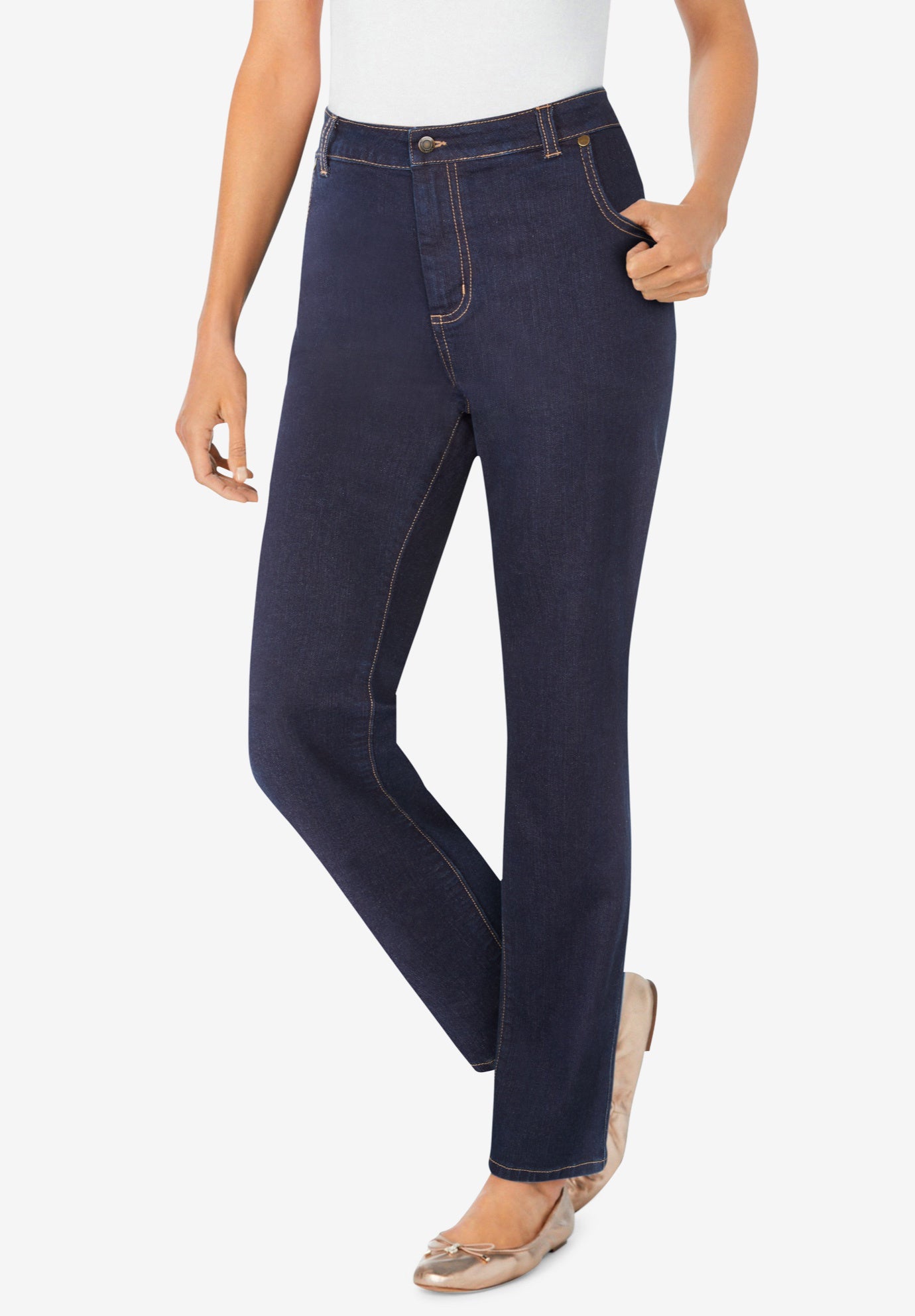 Straight-Leg Stretch Denim Five-Pocket Jeans image number 0