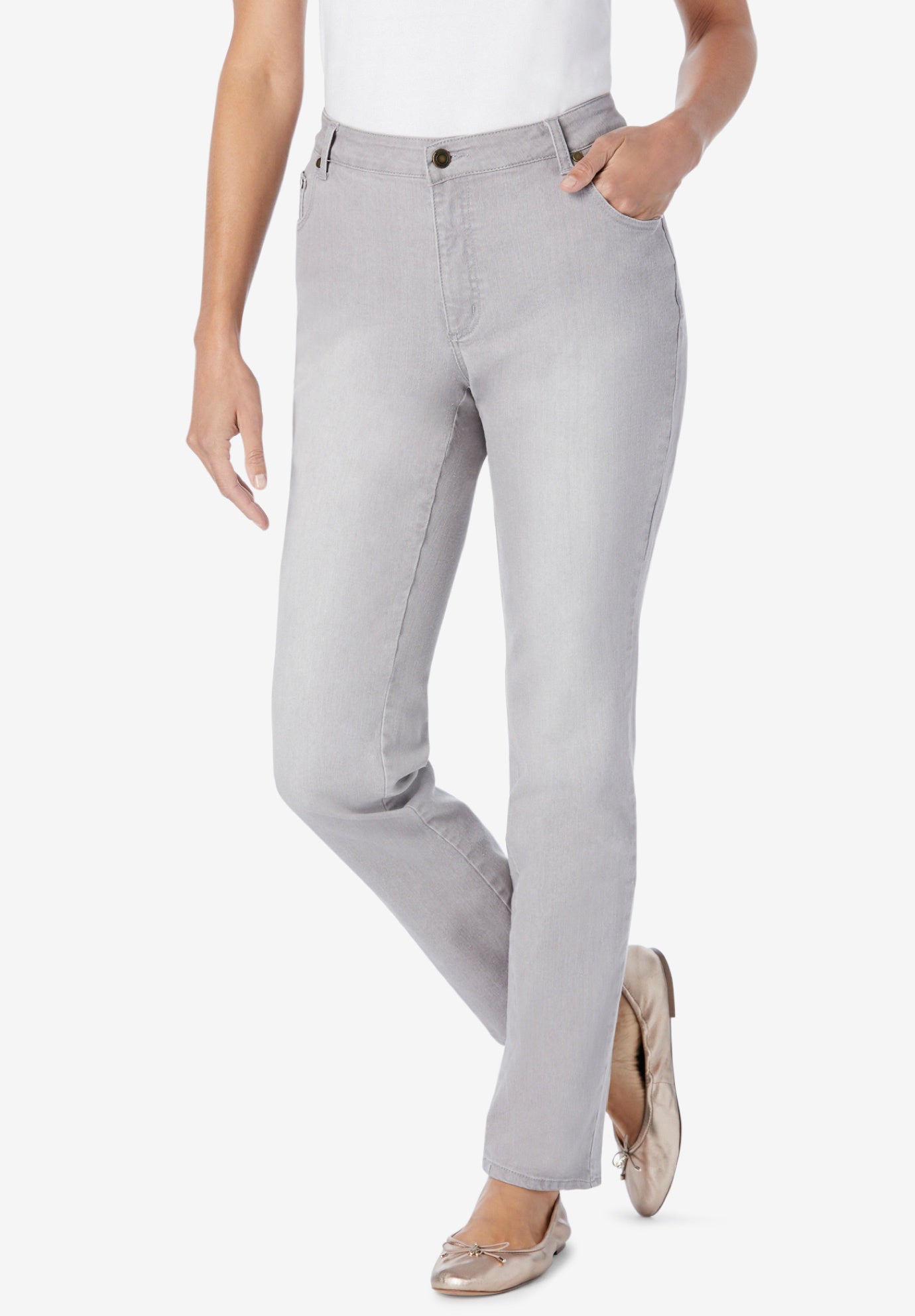 Straight-Leg Stretch Denim Five-Pocket Jeans image number 0