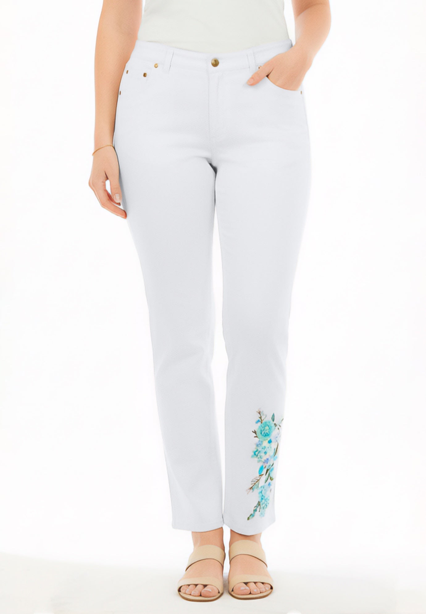 Straight-Leg Stretch Denim Five-Pocket Jeans image number 0