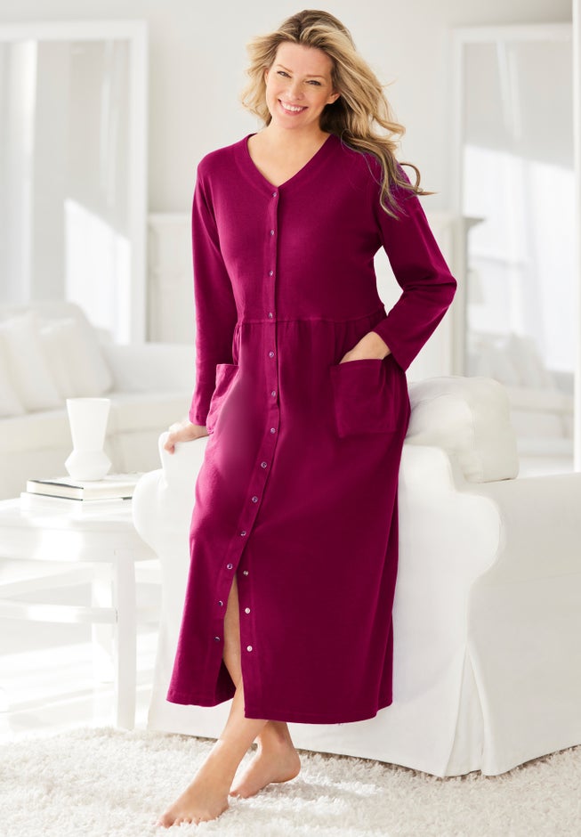 Long Snap-Front Knit Lounger image number 0