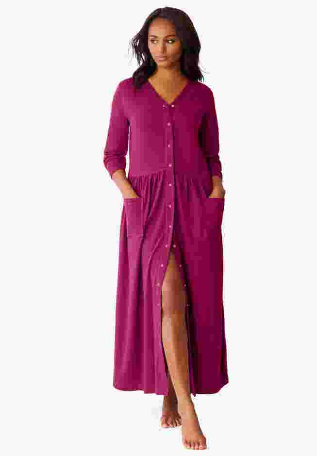 Long Snap-Front Knit Lounger image number 0