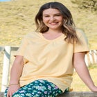 Perfect Short-Sleeve Shirred V-neck Tunic image number null