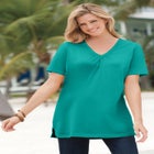 Perfect Short-Sleeve Shirred V-neck Tunic image number null