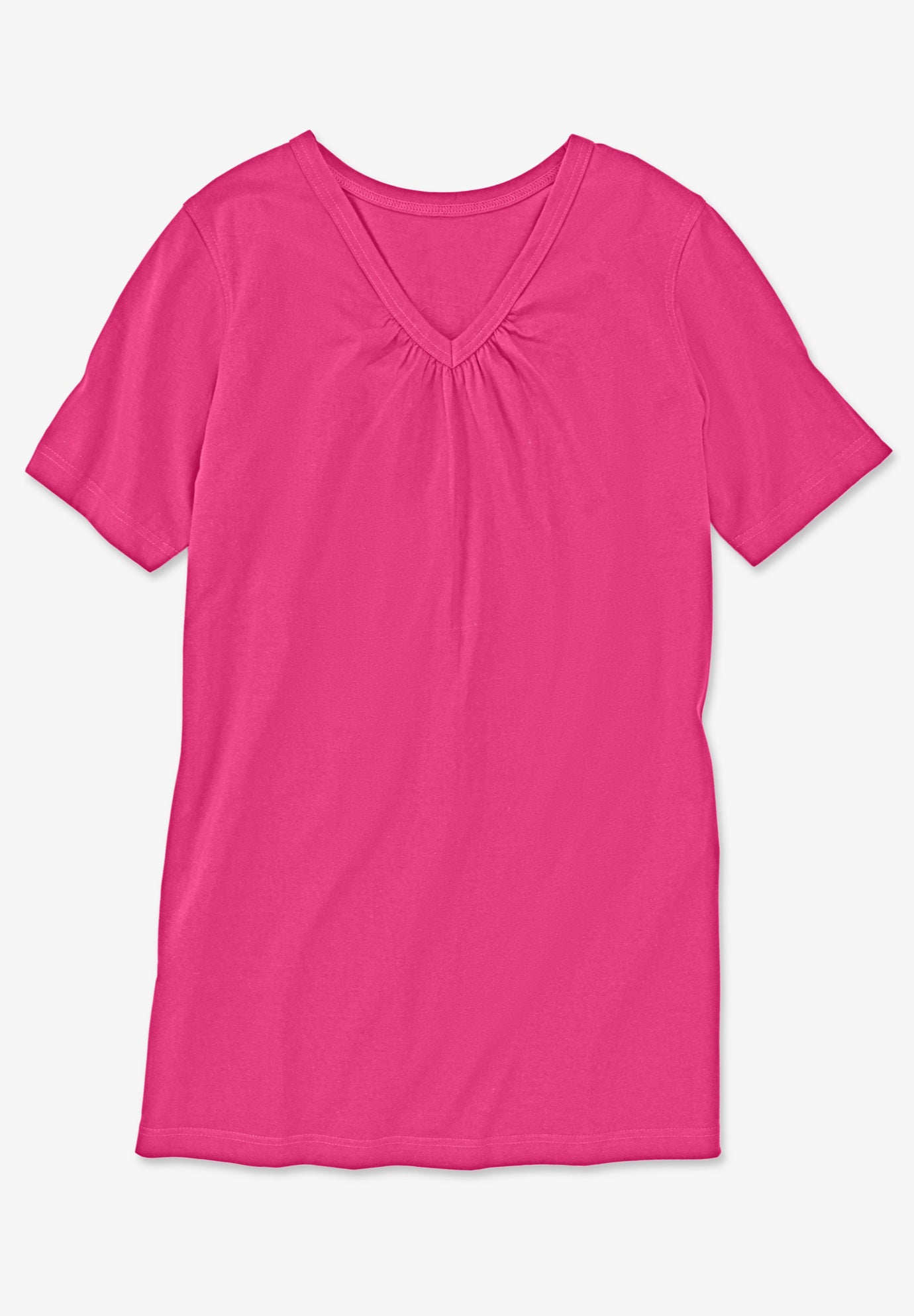 Short-Sleeve Shirred V-Neck Tunic - Perfect