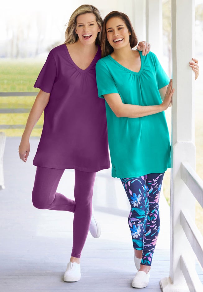 Perfect Short-Sleeve Shirred V-Neck Tunic image number 7