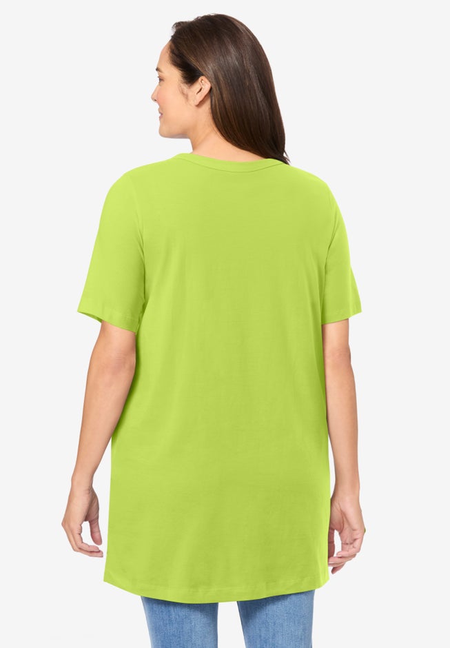 Perfect Short-Sleeve Shirred V-Neck Tunic image number 1