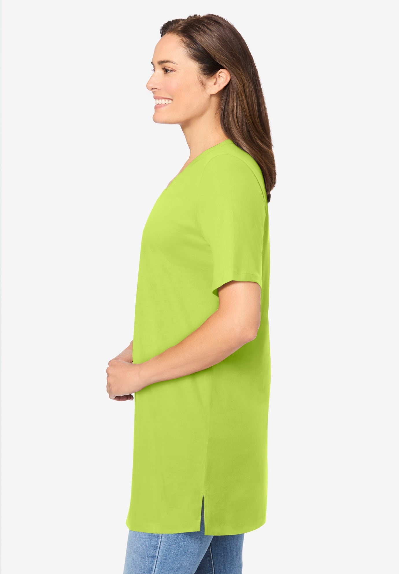 Perfect Short-Sleeve Shirred V-Neck Tunic image number 2