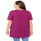 Perfect Short-Sleeve Shirred V-Neck Tunic image number null