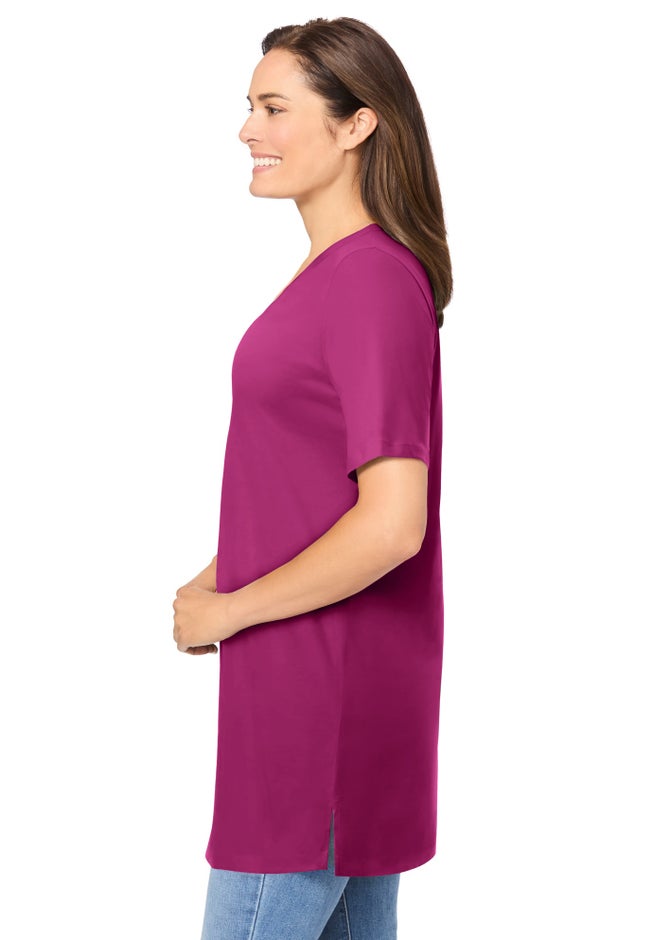 Perfect Short-Sleeve Shirred V-Neck Tunic image number 2