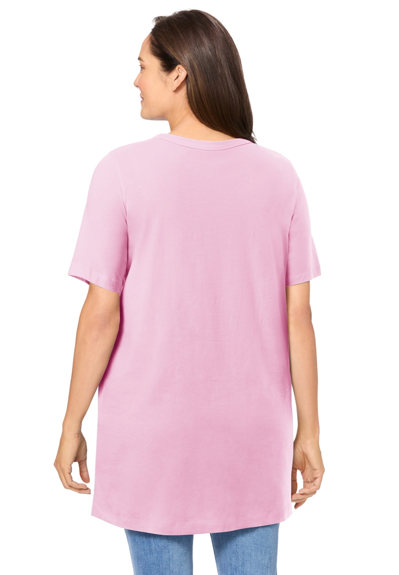 Perfect Short-Sleeve Shirred V-Neck Tunic image number 1