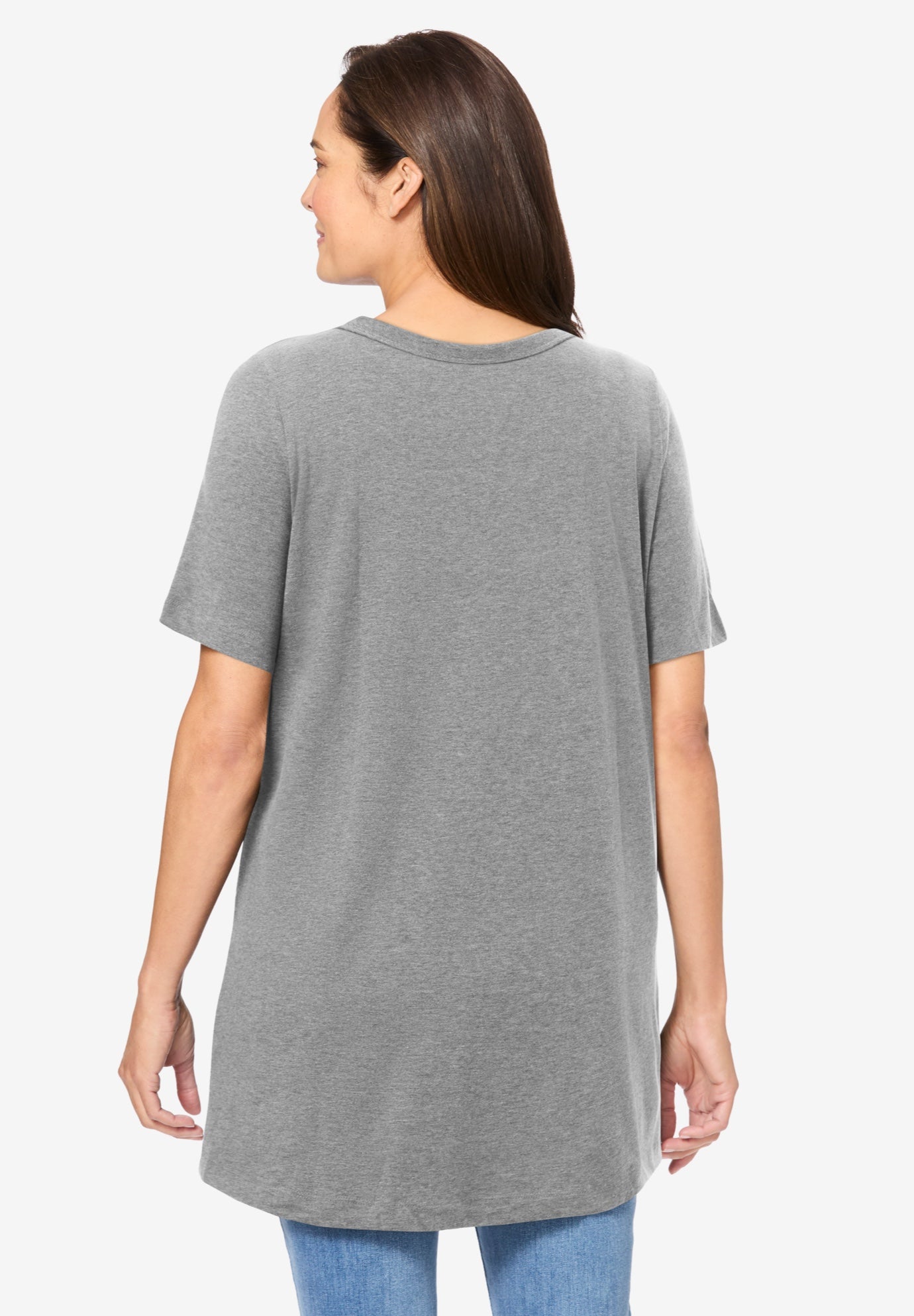 Short-Sleeve Shirred V-Neck Tunic - Perfect
