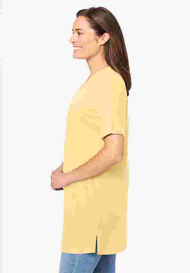 Perfect Short-Sleeve Shirred V-Neck Tunic image number 2