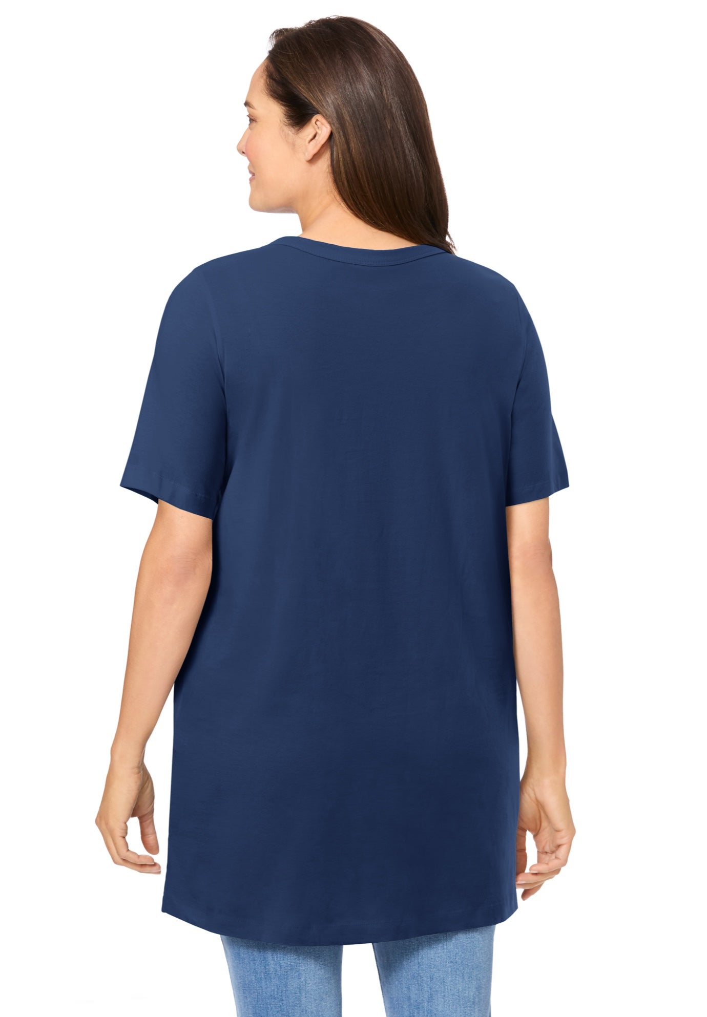 Perfect Short-Sleeve Shirred V-Neck Tunic image number 1