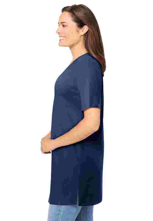 Perfect Short-Sleeve Shirred V-Neck Tunic image number 2