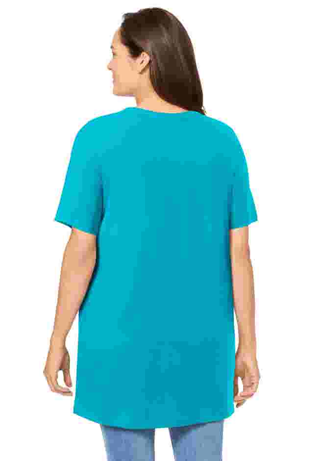 Perfect Short-Sleeve Shirred V-Neck Tunic image number 1