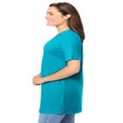 Perfect Short-Sleeve Shirred V-Neck Tunic image number null
