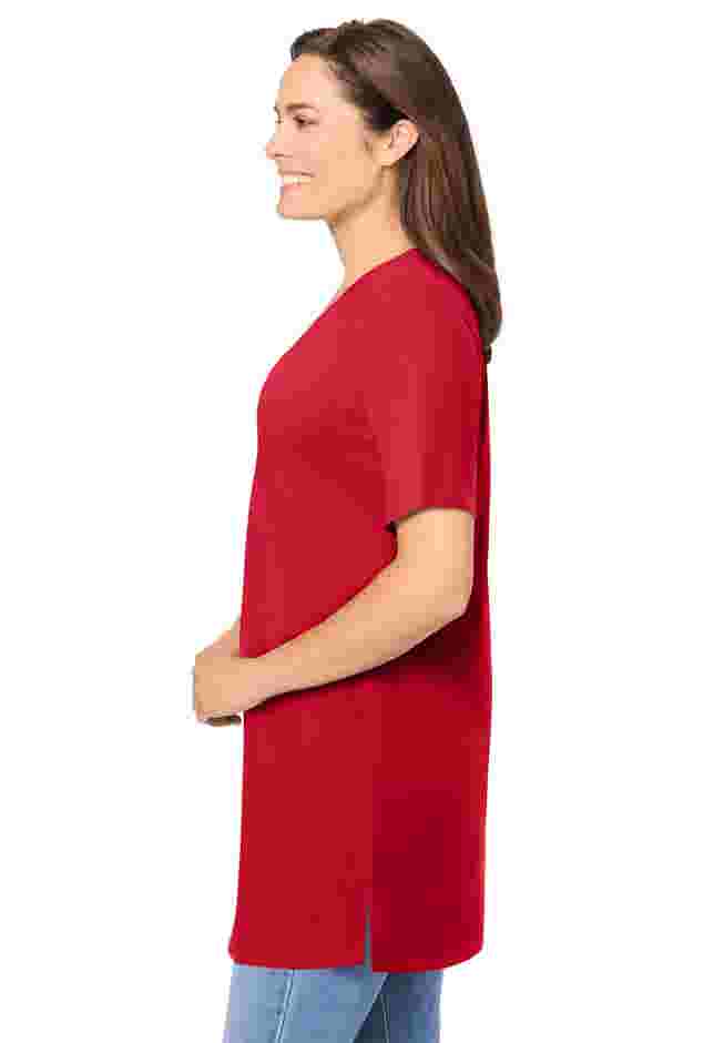 Perfect Short-Sleeve Shirred V-Neck Tunic image number 2