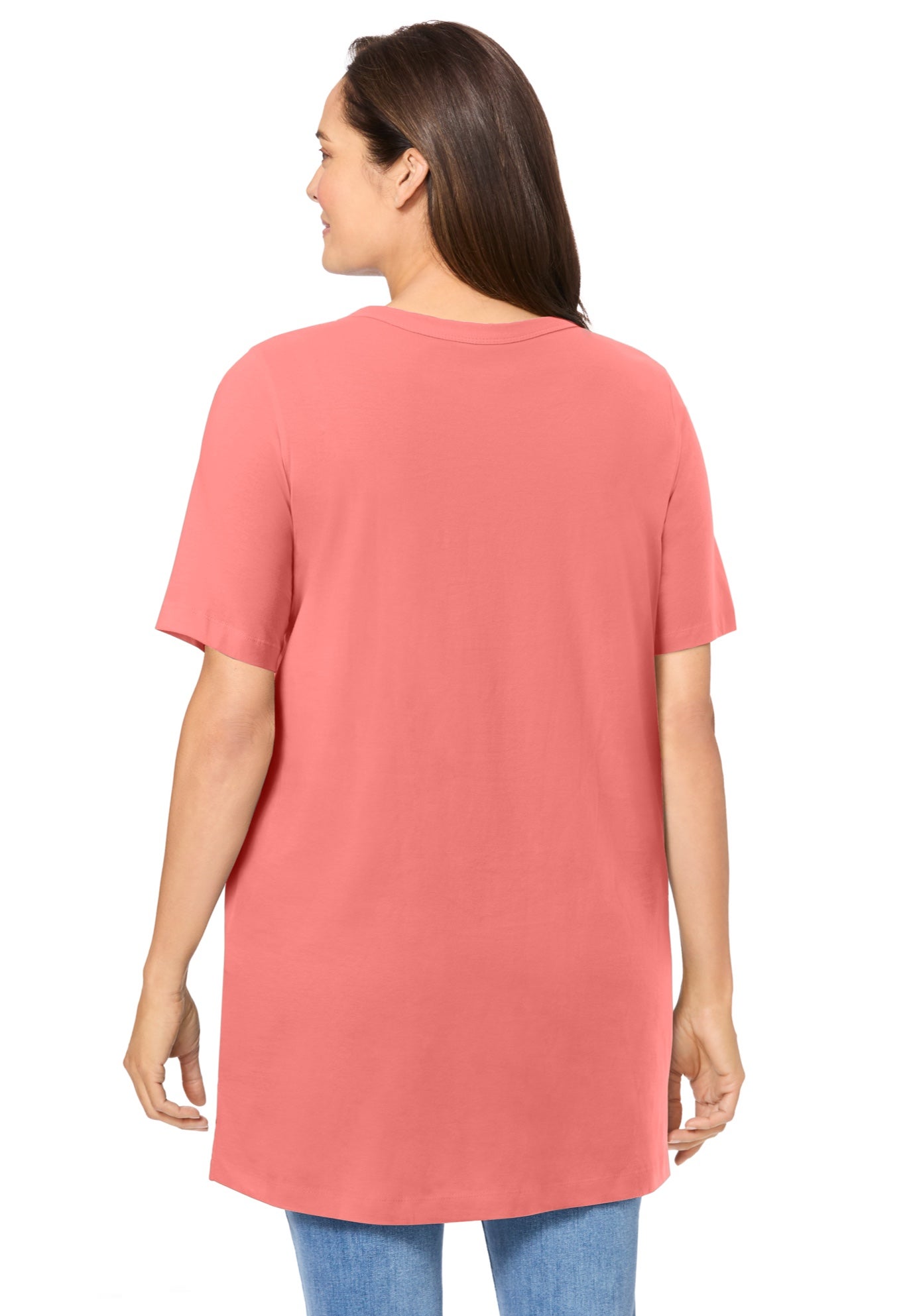 Perfect Short-Sleeve Shirred V-Neck Tunic image number 1