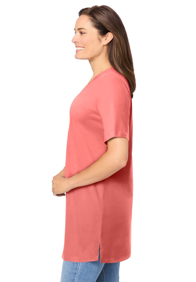 Perfect Short-Sleeve Shirred V-Neck Tunic image number 2