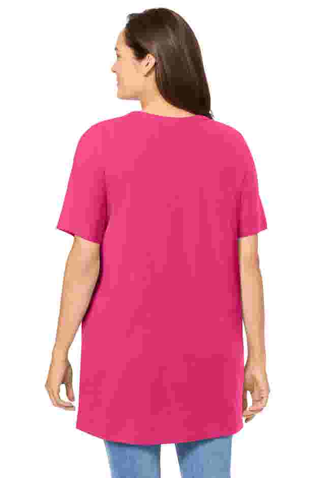 Perfect Short-Sleeve Shirred V-Neck Tunic image number 1