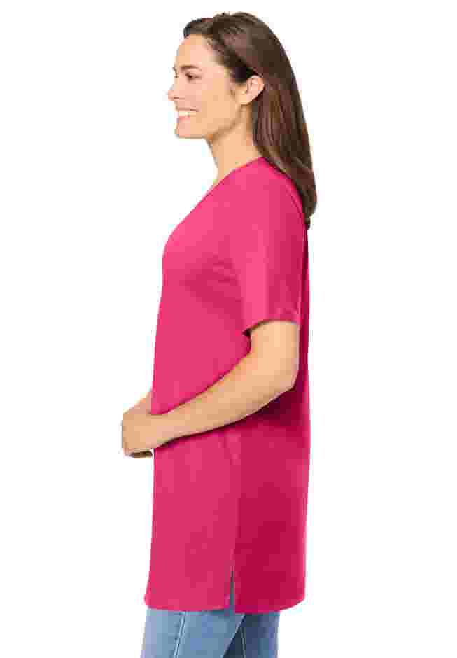Perfect Short-Sleeve Shirred V-Neck Tunic image number 2