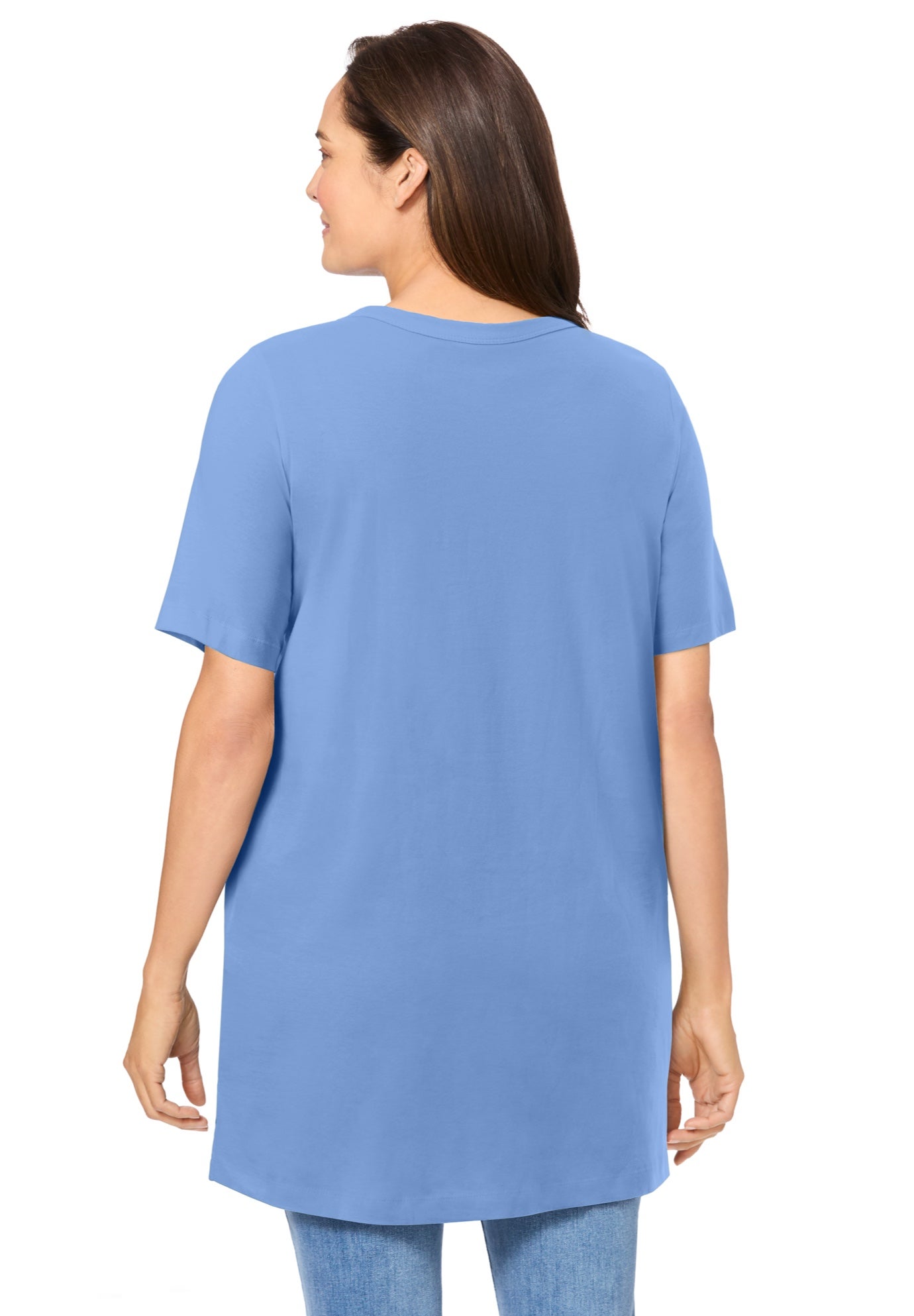 Perfect Short-Sleeve Shirred V-Neck Tunic image number 1