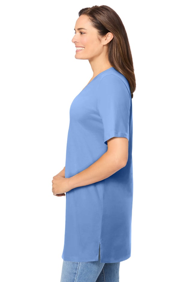 Perfect Short-Sleeve Shirred V-Neck Tunic image number 2