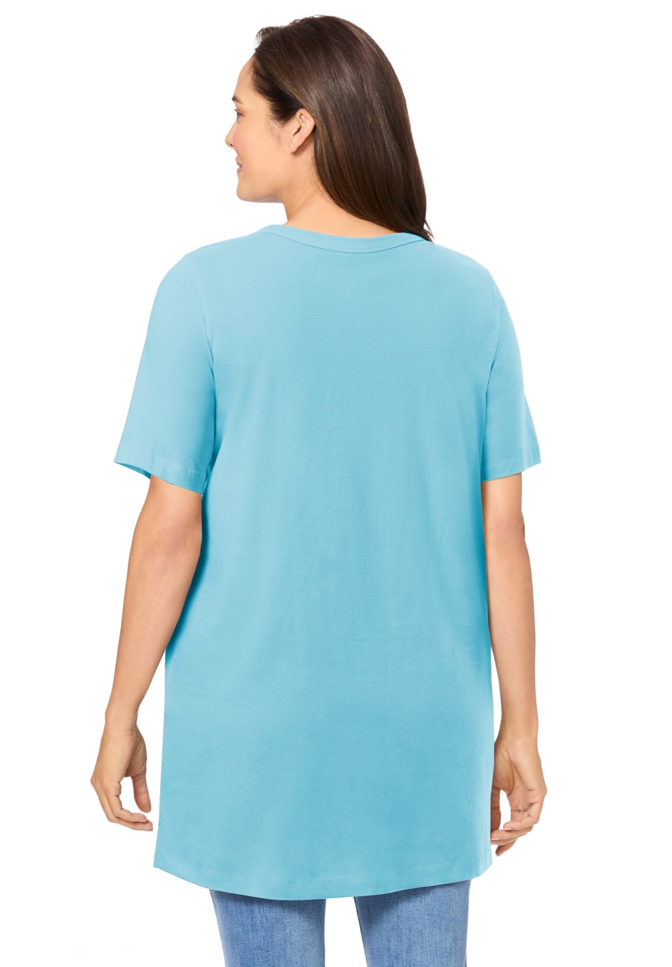 Perfect Short-Sleeve Shirred V-Neck Tunic image number 1