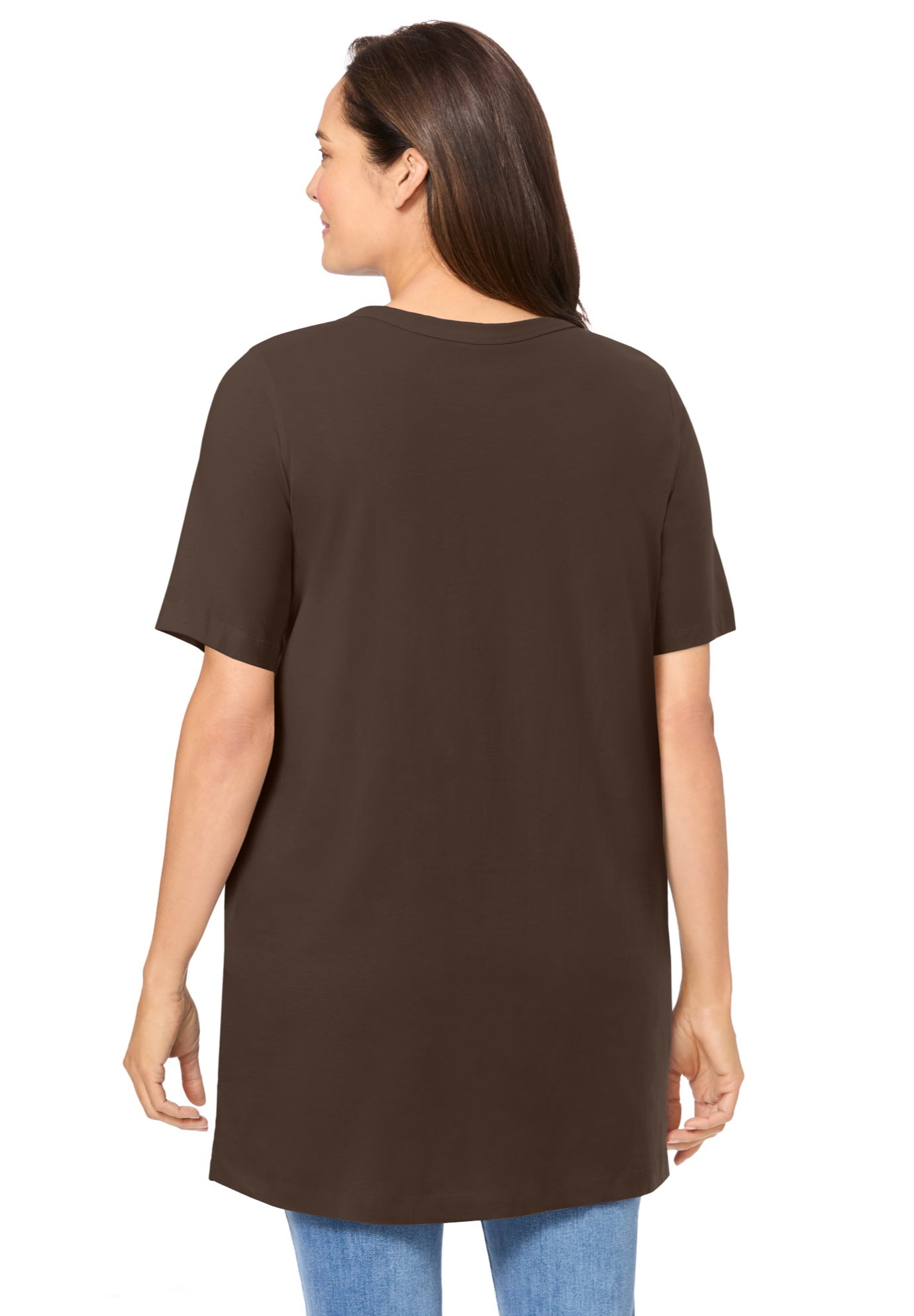 Perfect Short-Sleeve Shirred V-Neck Tunic image number 1
