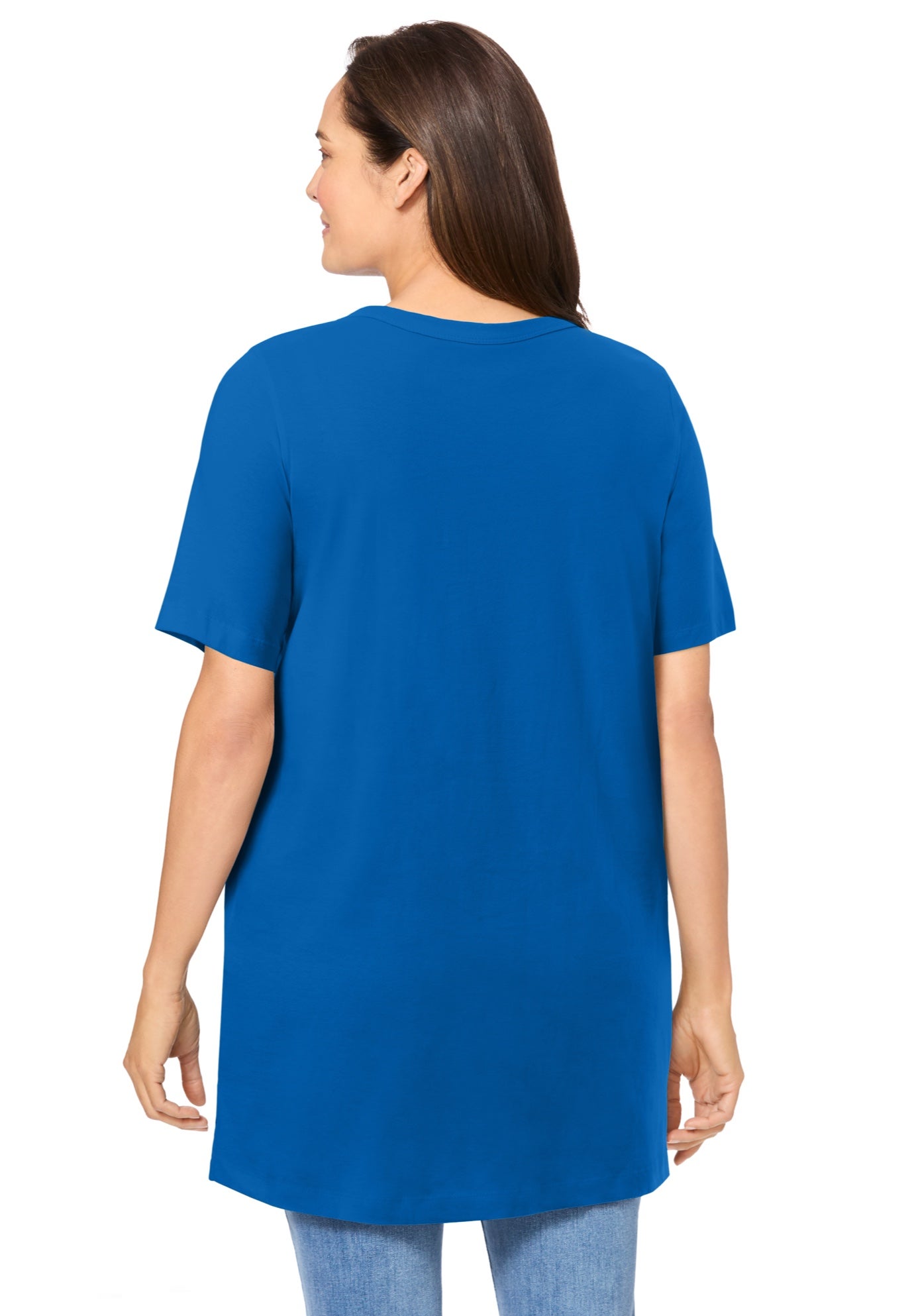 Perfect Short-Sleeve Shirred V-Neck Tunic image number 1