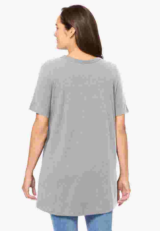 Perfect Short-Sleeve Shirred V-Neck Tunic image number 1