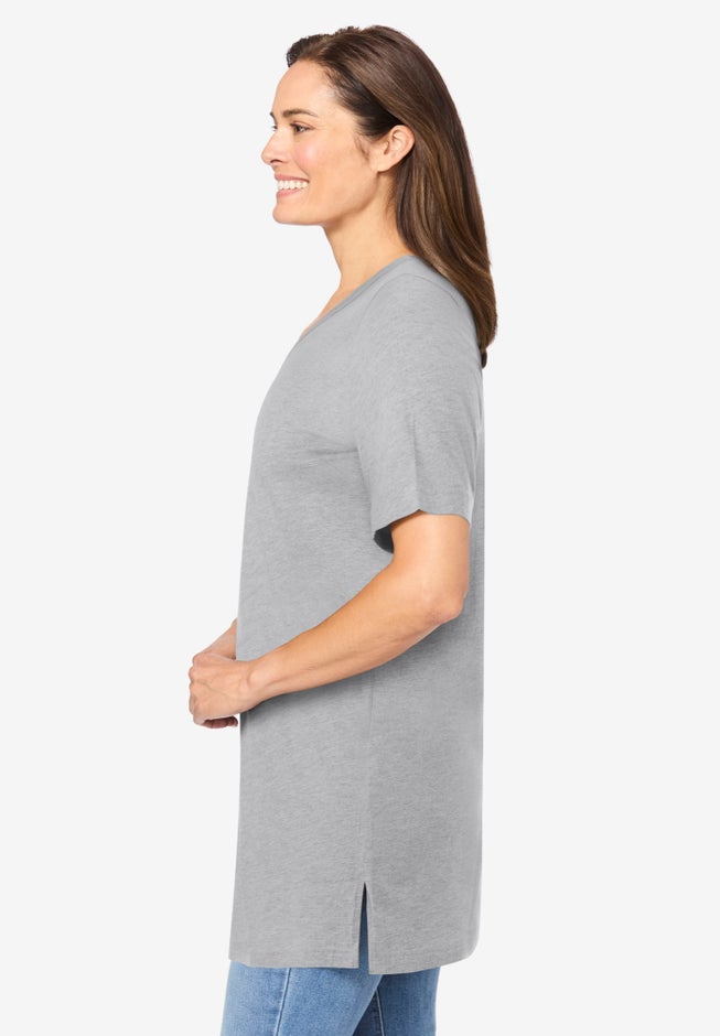 Perfect Short-Sleeve Shirred V-Neck Tunic image number 2