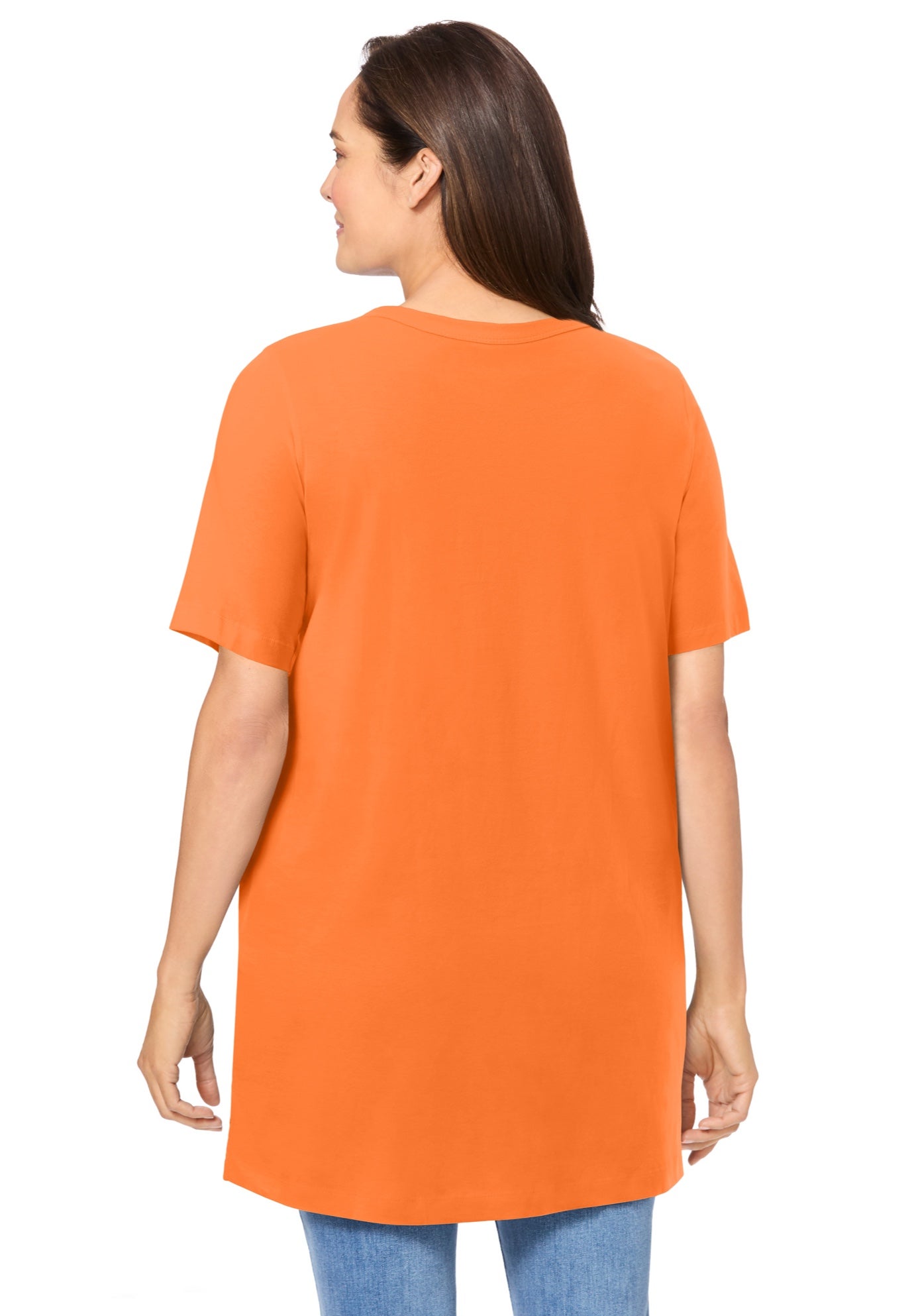 Perfect Short-Sleeve Shirred V-Neck Tunic image number 1