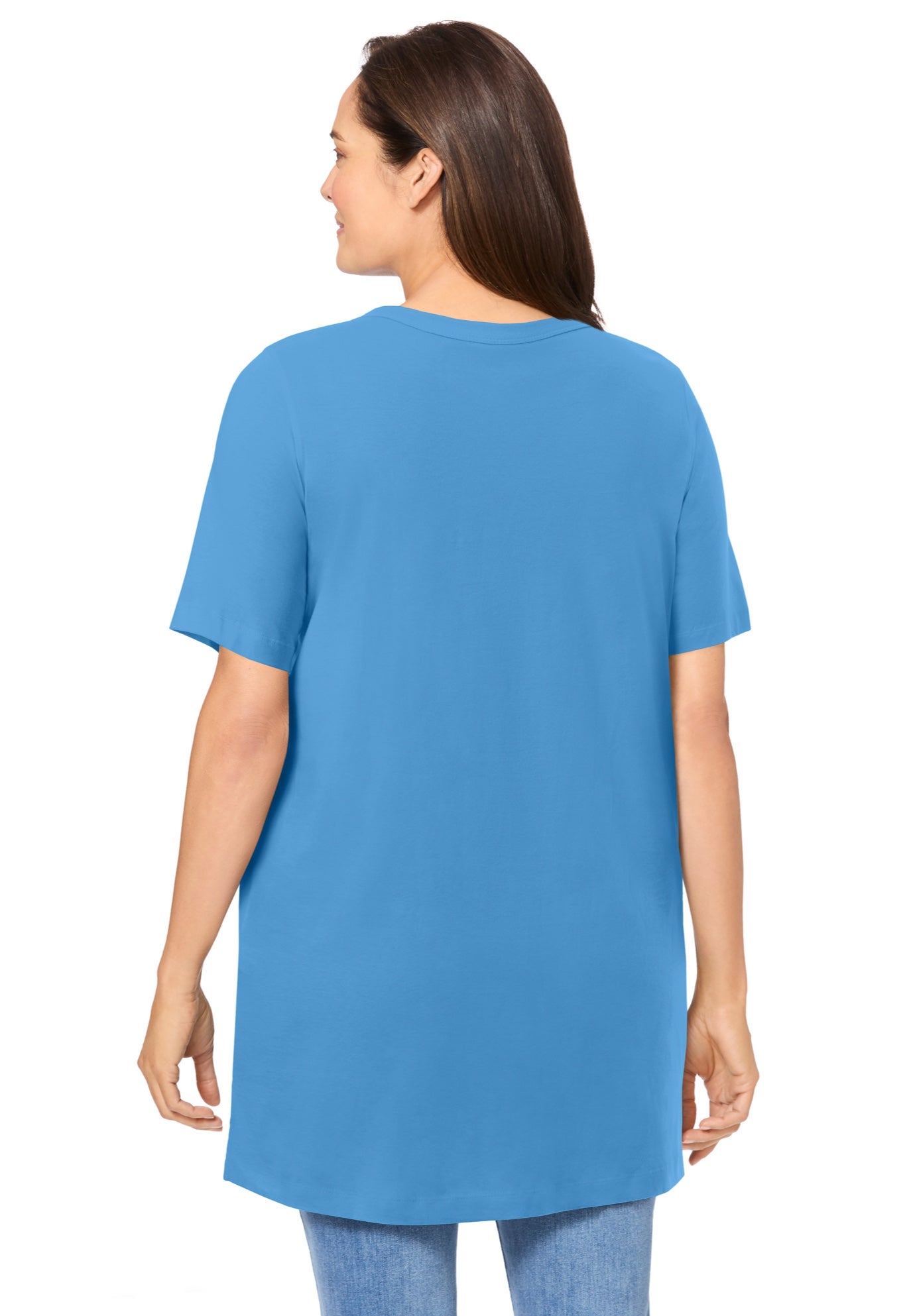 Perfect Short-Sleeve Shirred V-Neck Tunic image number 1