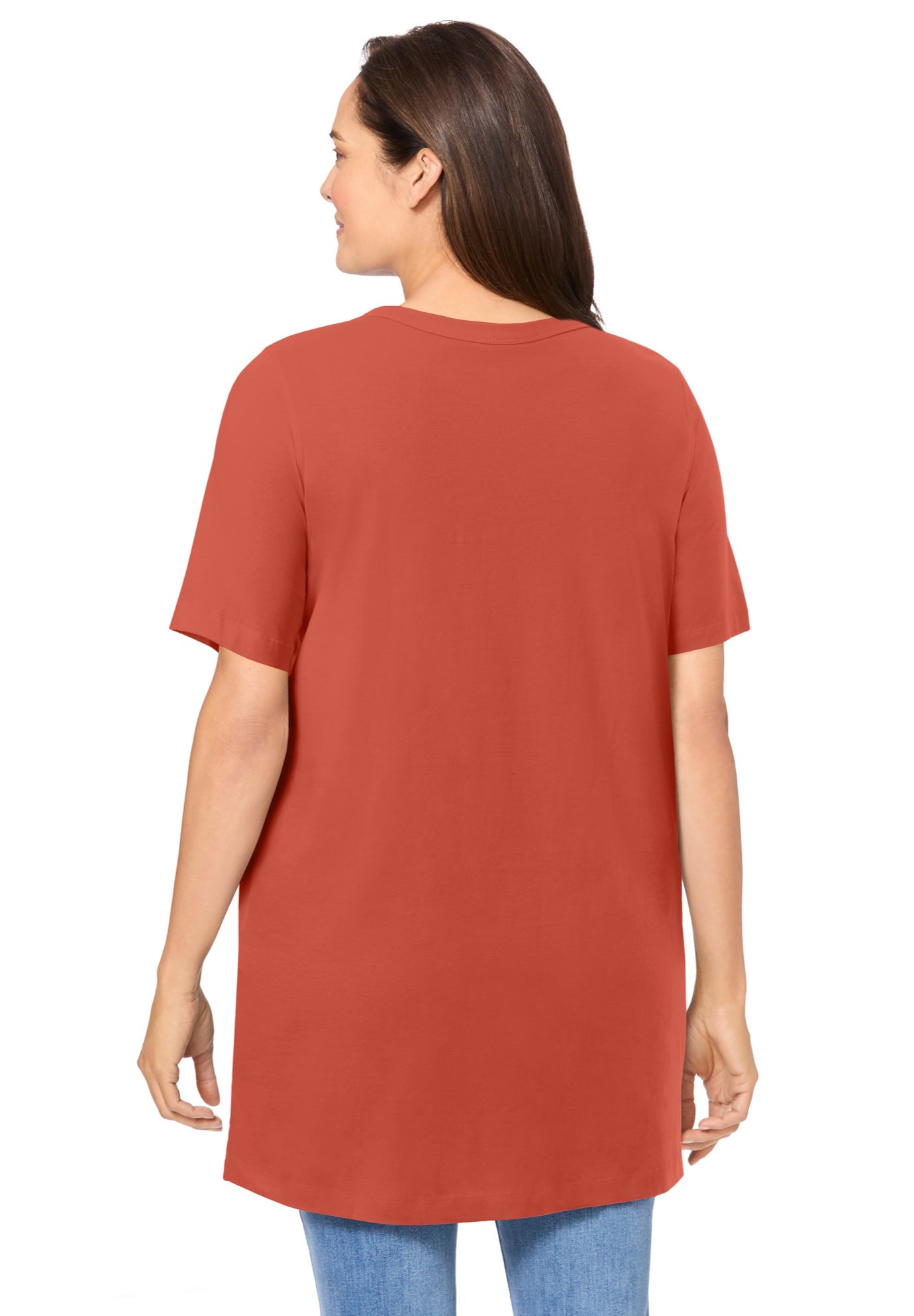 Perfect Short-Sleeve Shirred V-Neck Tunic image number 1