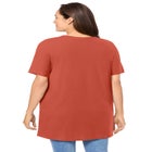 Perfect Short-Sleeve Shirred V-Neck Tunic image number null