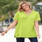 Perfect Short-Sleeve Shirred V-Neck Tunic image number null