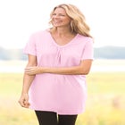 Perfect Short-Sleeve Shirred V-Neck Tunic image number null