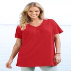 Perfect Short-Sleeve Shirred V-Neck Tunic image number null