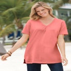 Perfect Short-Sleeve Shirred V-Neck Tunic image number null