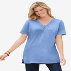 Perfect Short-Sleeve Shirred V-Neck Tunic image number null